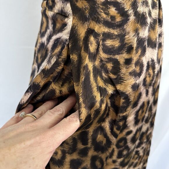 Vintage 60s Alice of California Leopard Print Satin Cowl Neck Long Dress sz XS/S - Picture 7 of 9